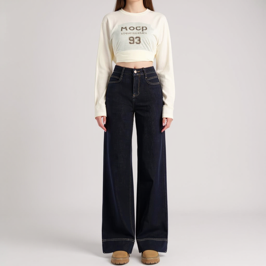 High-Waist Straight Leg Jeans for Women | Premium Denim Fit Missdomo