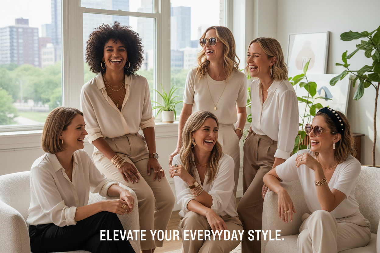 Full-width banner with lifestyle image of women wearing accessories.